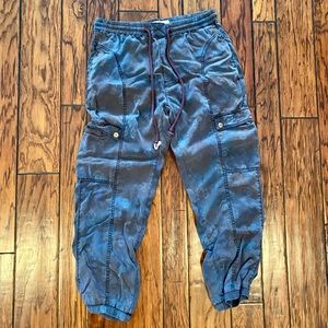 Blue floral print anthropologie joggers